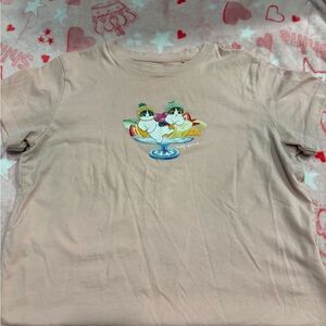 Uniqlo Tee in Light Pink with Fun Graphic